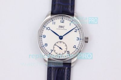 ZF Factory Replica IWC Portuguese Automatic 40mm Watch SS White Dial Blue Arabic Markers